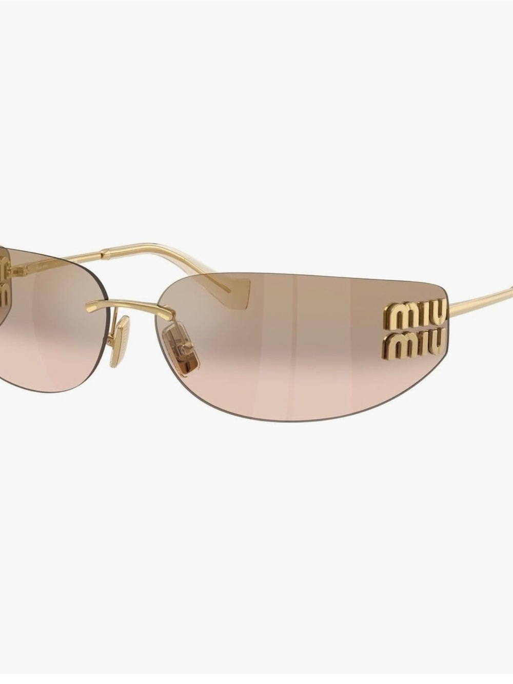 Miu Miu Gold Rimless Sunglasses with Brown Gradient Lenses